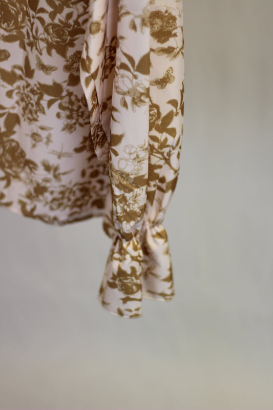 Ruffle Neck Long Sleeve Chiffon Blouse