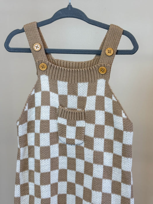Baby Checkered Knit Overalls