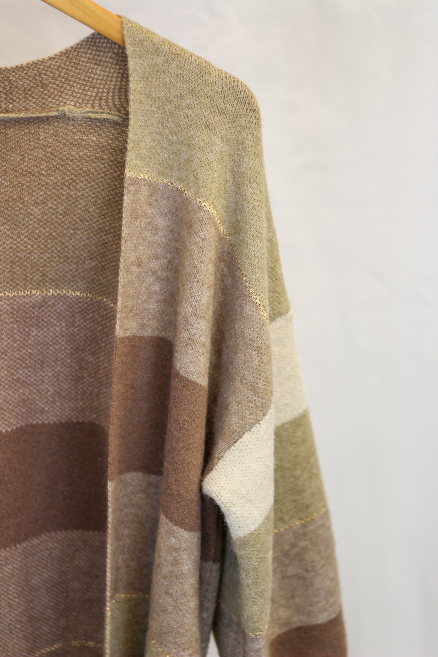 Mulit-Brown Long Striped Cardigan