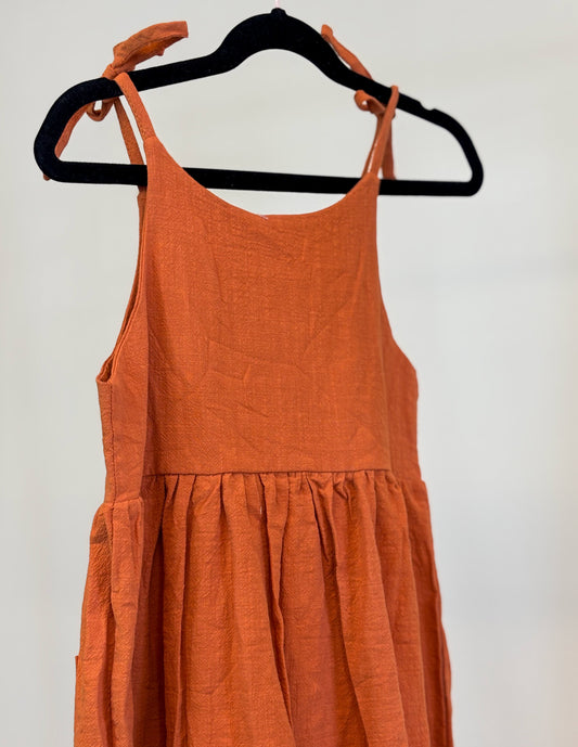 Caramel Linen Jumper Dress