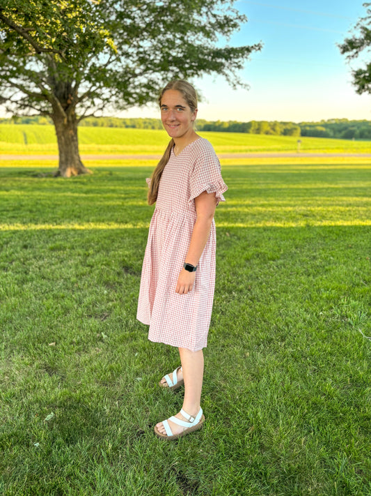 Rosa Ruffle Sleeve Gingham Dress