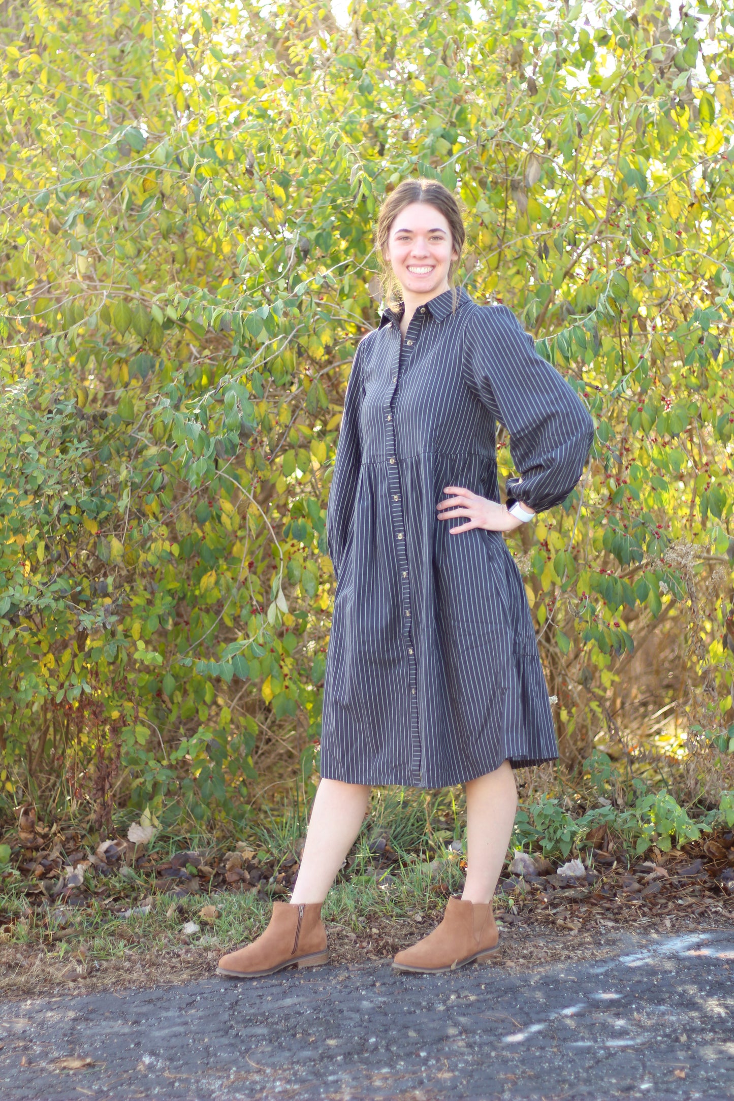 Striped Button Up Midi Dress