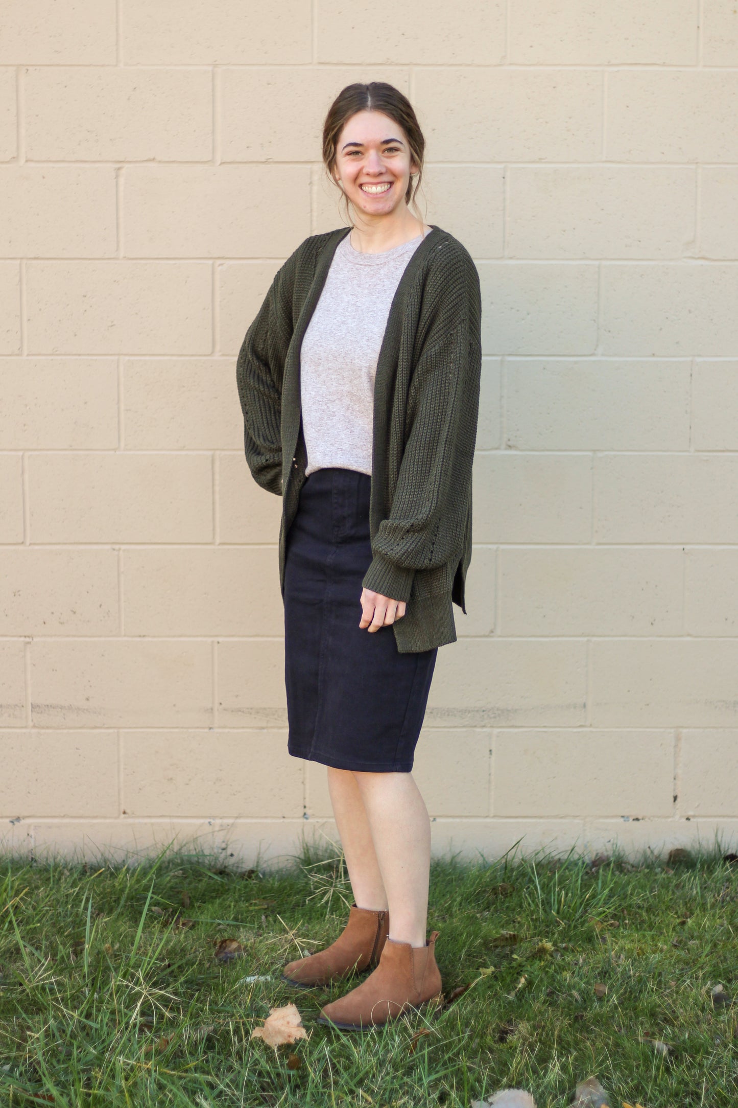 Black Denim Midi Skirt