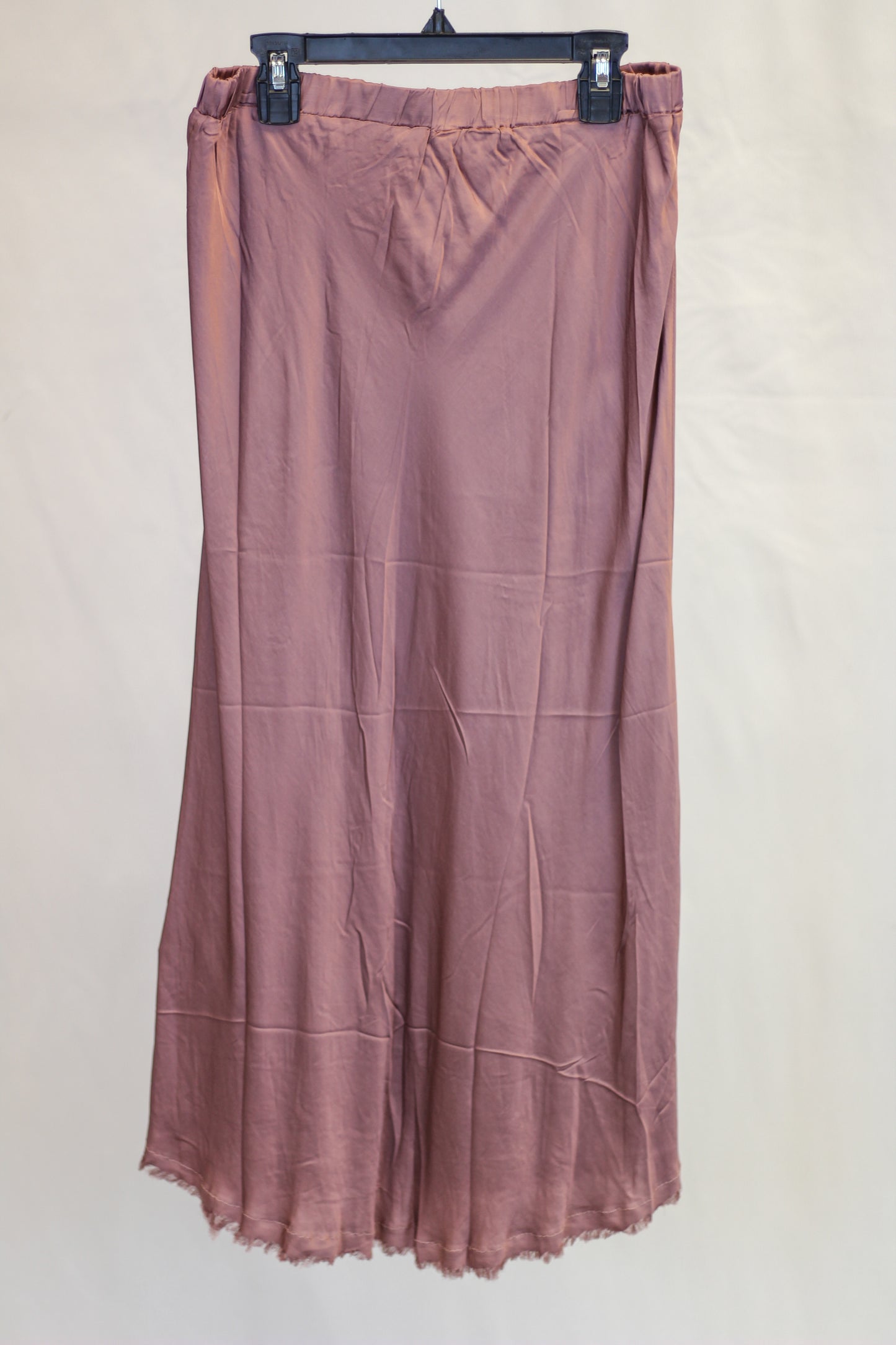 Mauve Satin Raw Hem Slip Skirt