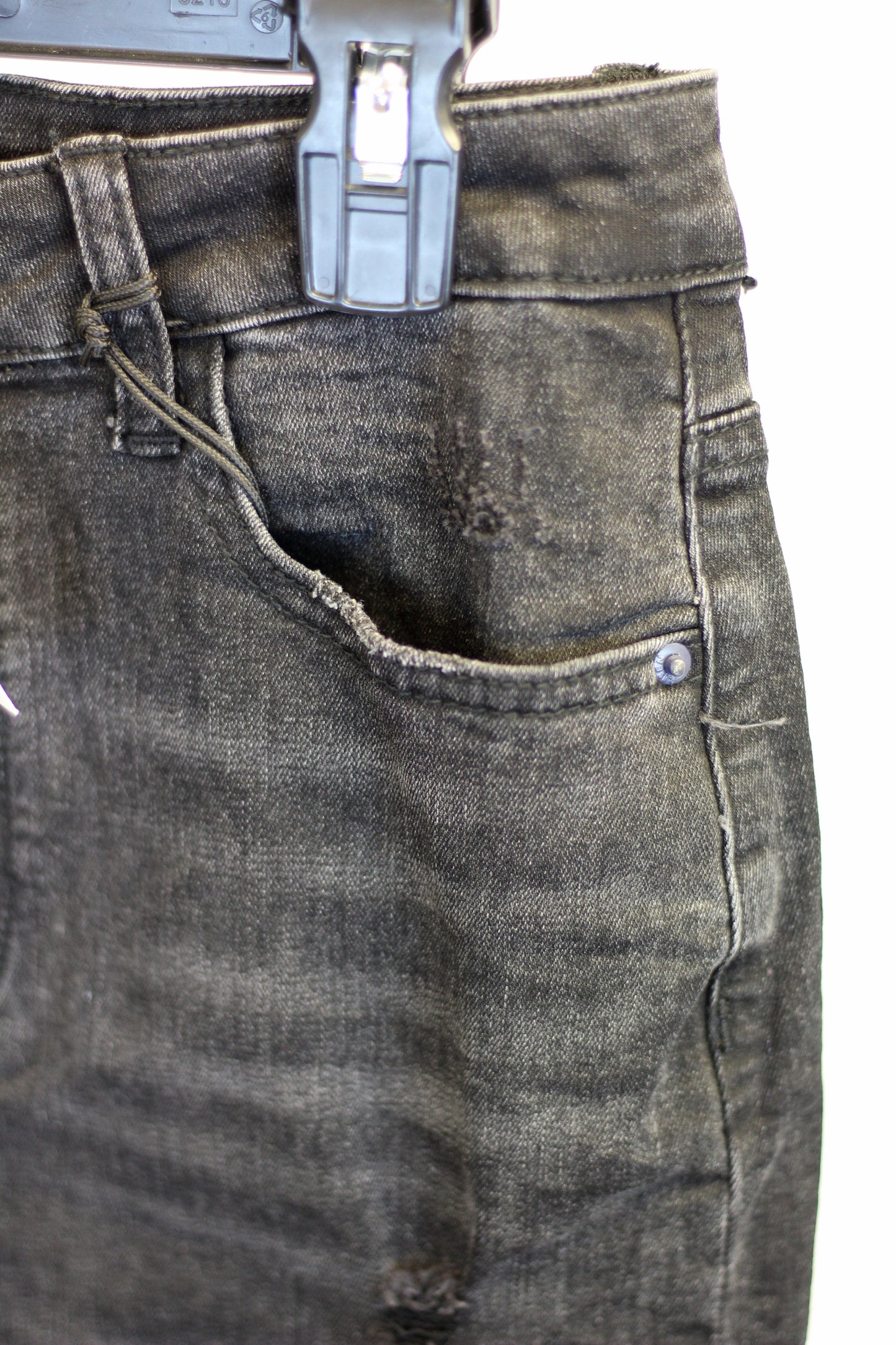 Black Distressed Denim Skirt