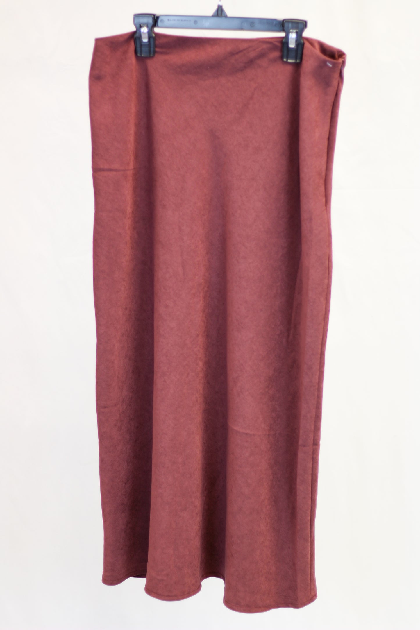 Suede Side Zipper Midi Skirt