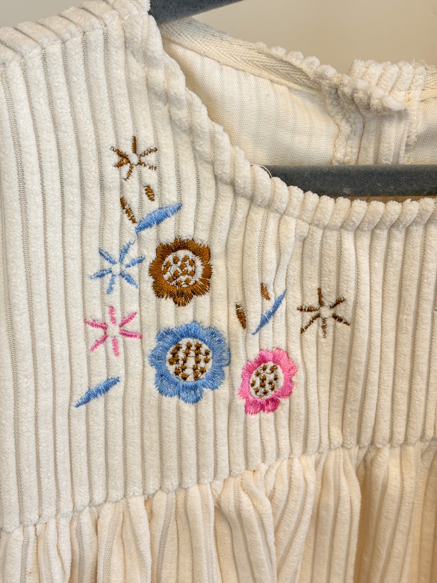 Girls' Corduroy Embroidered Dress
