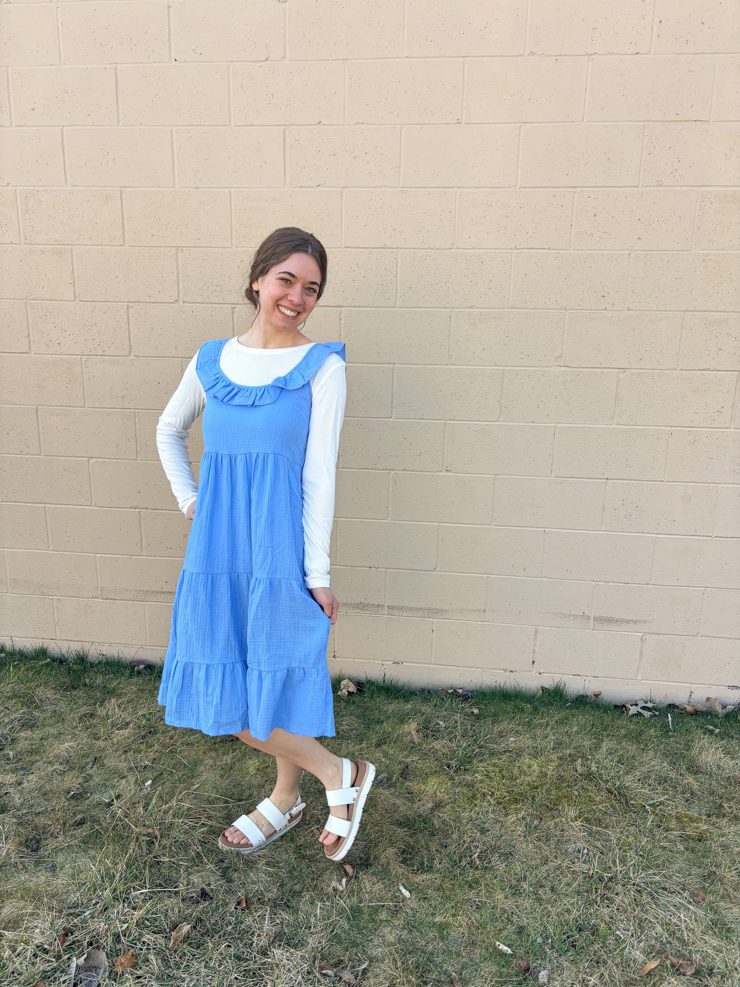 Blue Ruffle Jumper