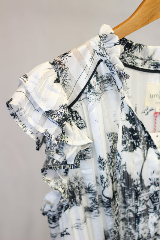 French Countryside A Line Midi Dress