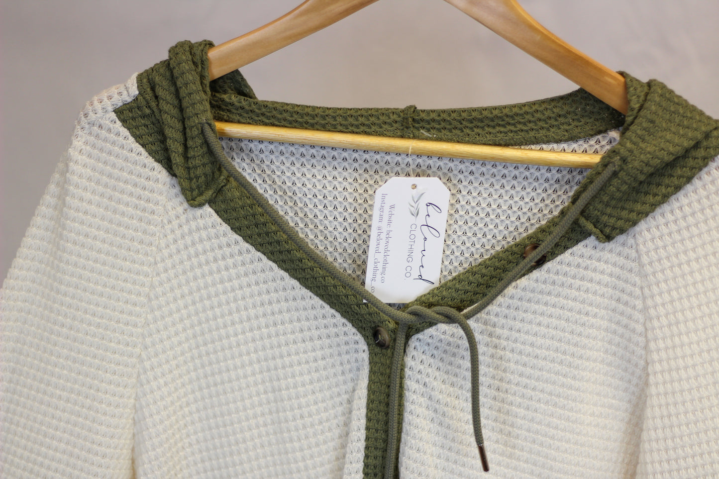 Olive & Cream Waffle Knit Pullover
