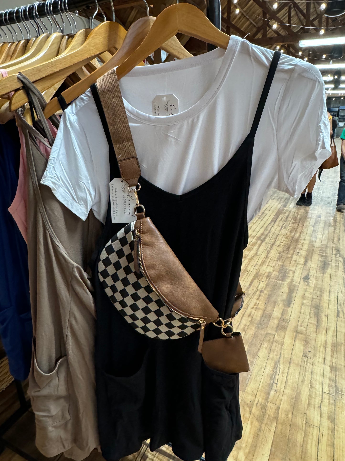 Faux Leather Checkered Belt Bag