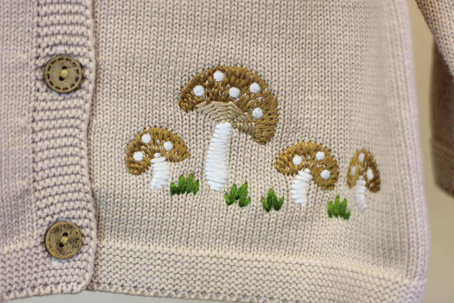 Baby Girl Mushroom Embroidered Cardigan