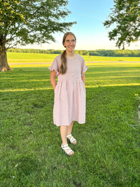 Rosa Ruffle Sleeve Gingham Dress