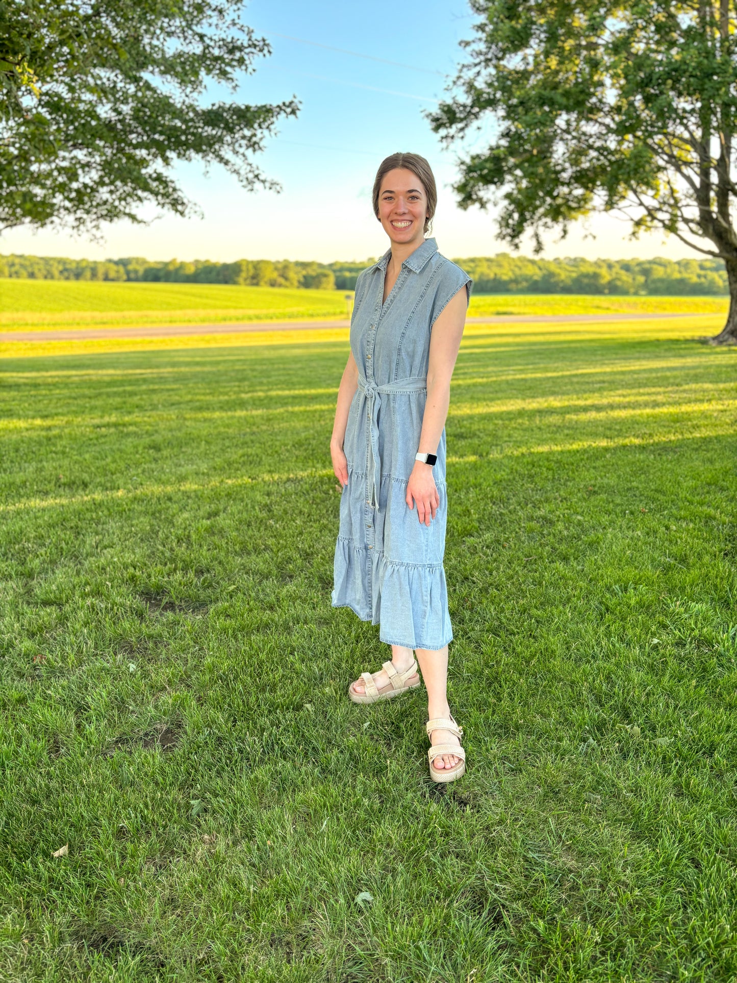 Raya Button Down Denim Dress