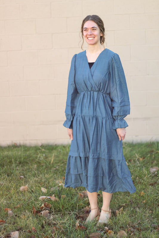 Bubble Ruffle Sleeve Dress