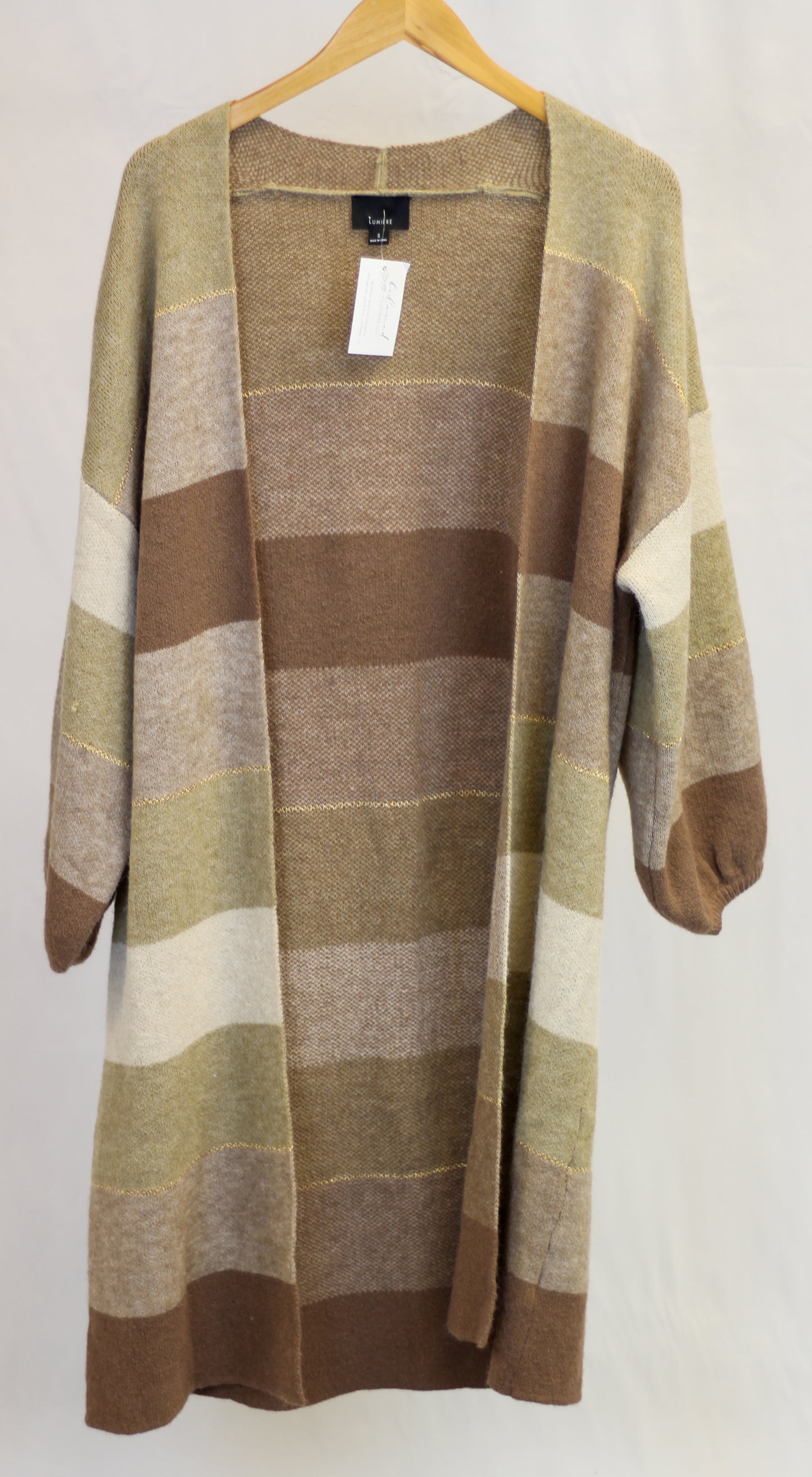 Mulit-Brown Long Striped Cardigan