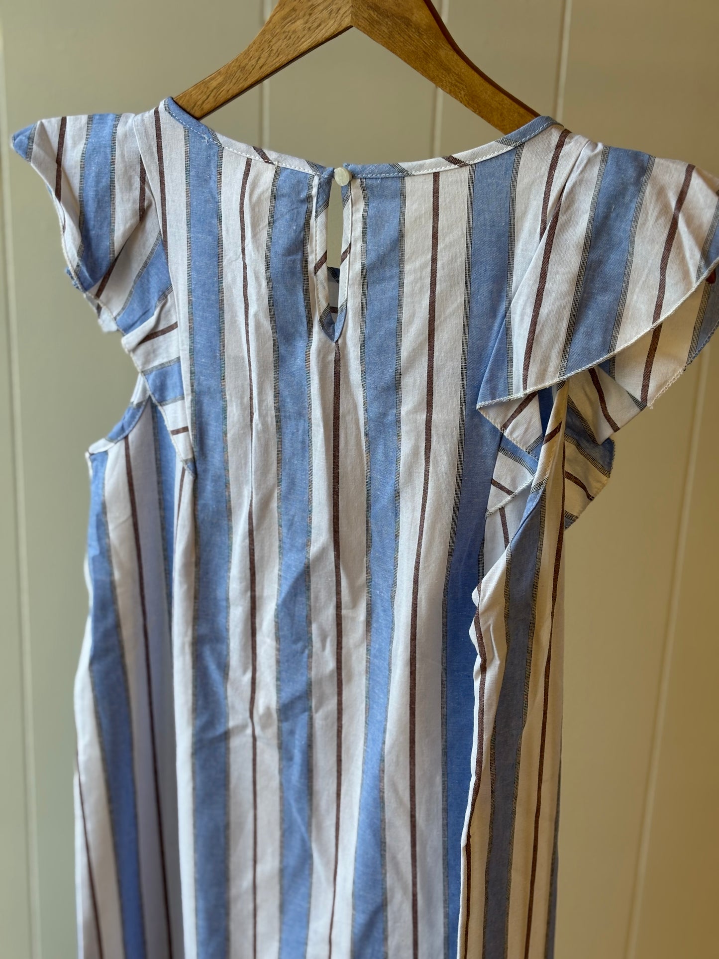 Ruffle Sleeve Striped Dress