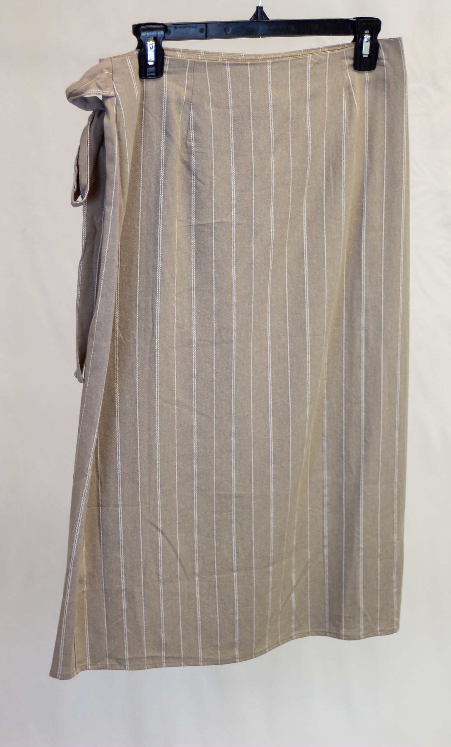 Linen Striped Side Tie Midi Skirt