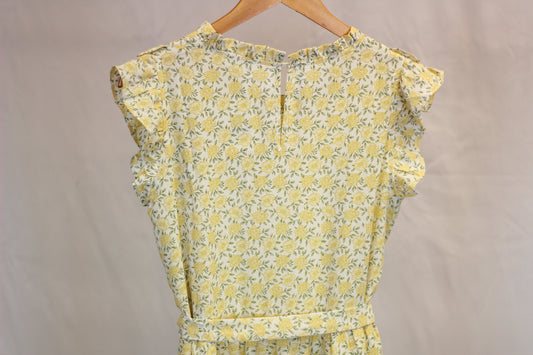 Yellow Floral Bow Tie Dress