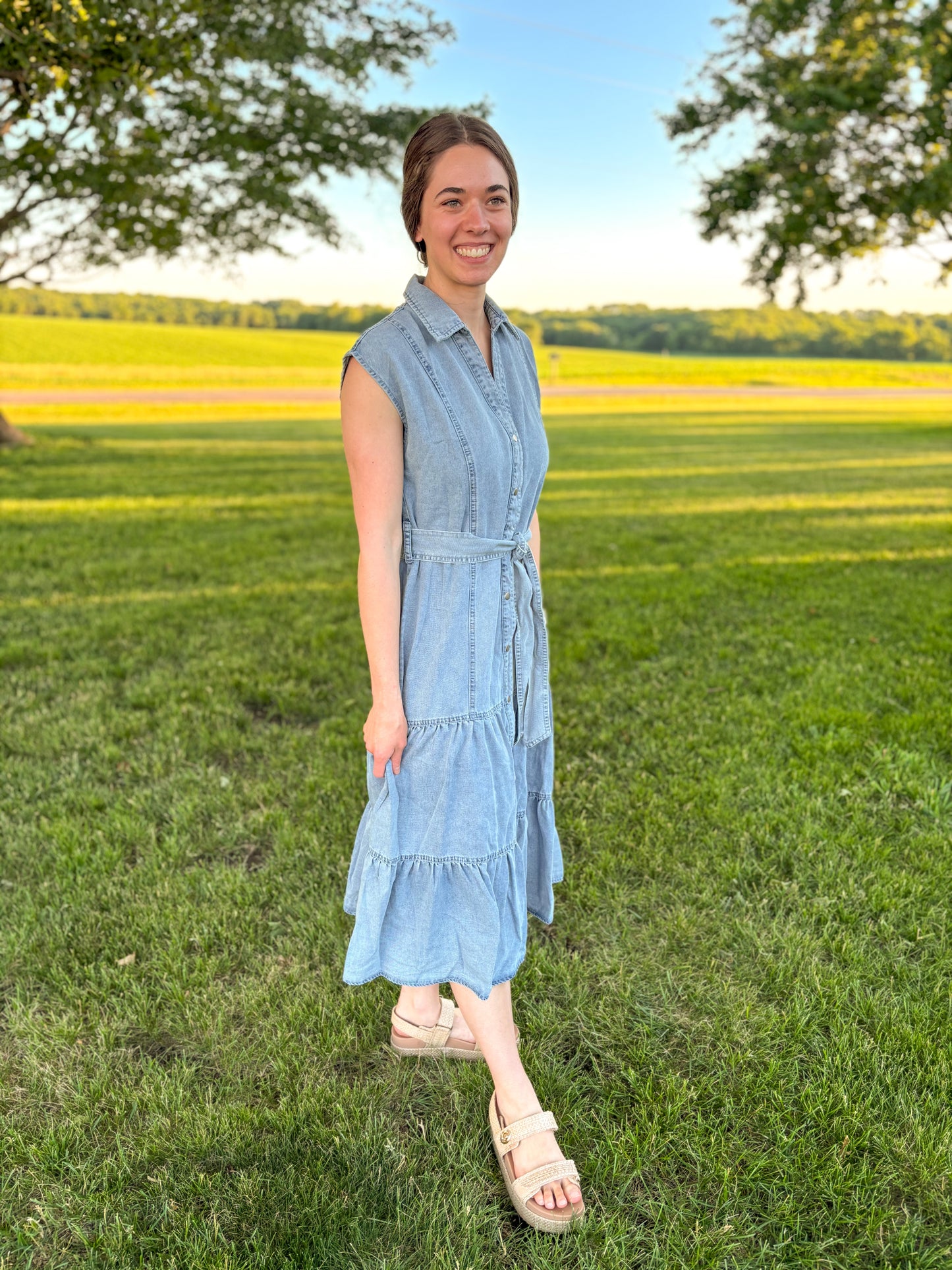 Raya Button Down Denim Dress