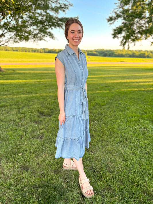 Raya Button Down Denim Dress