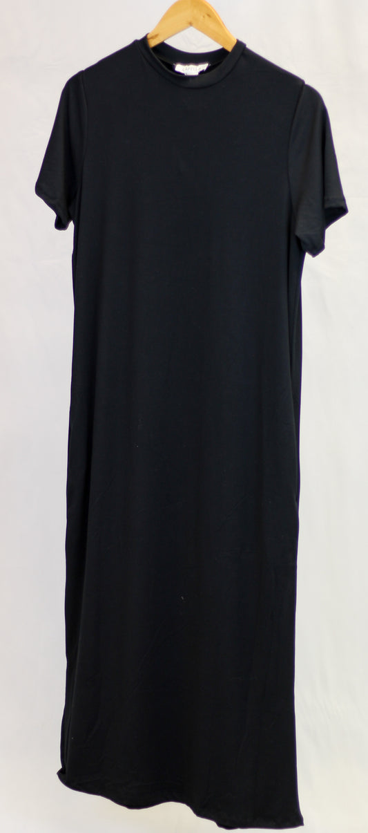 Black Buttery Soft T-Shirt Midi Dress