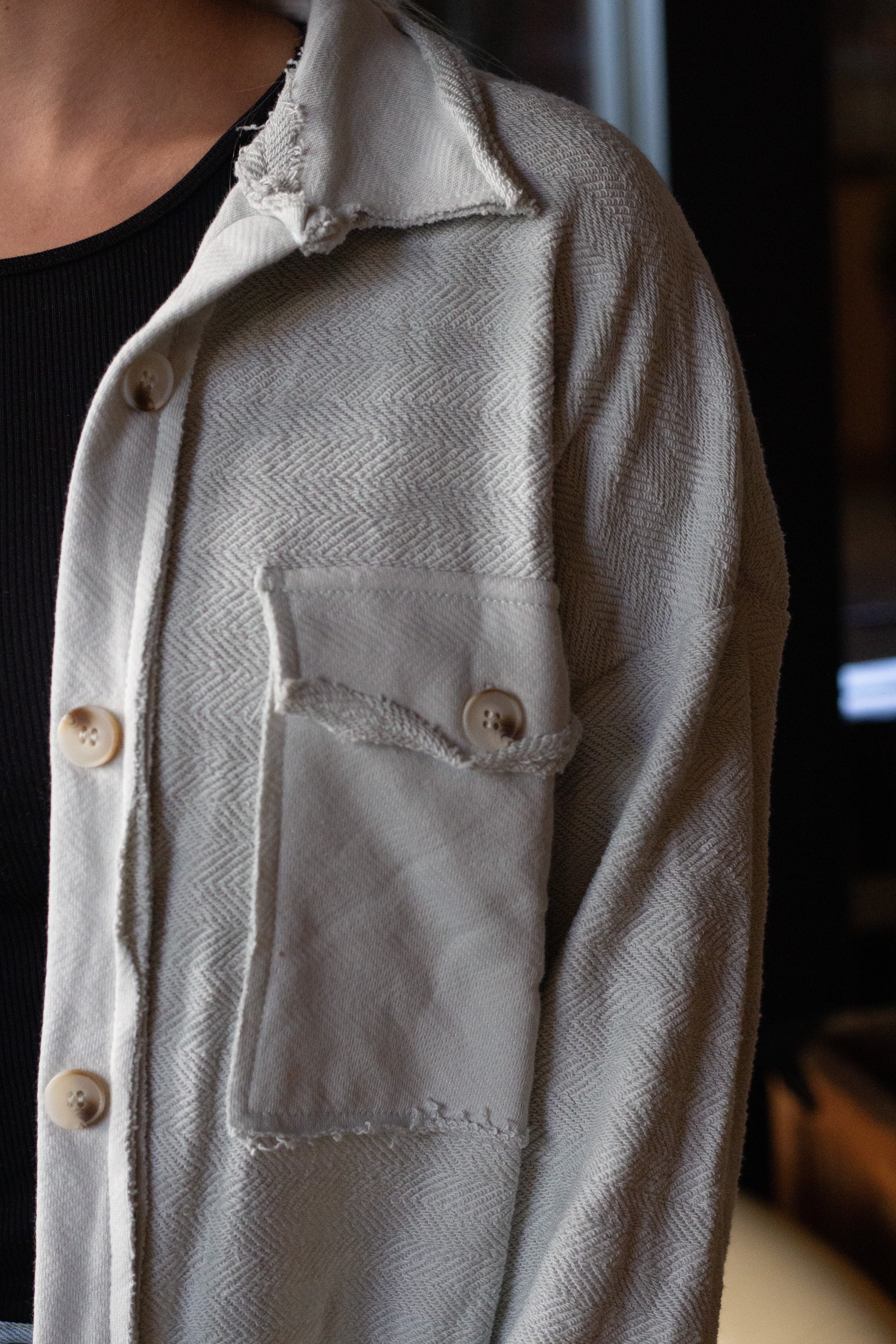 Relaxed Shacket with Contrast Pocket Detail