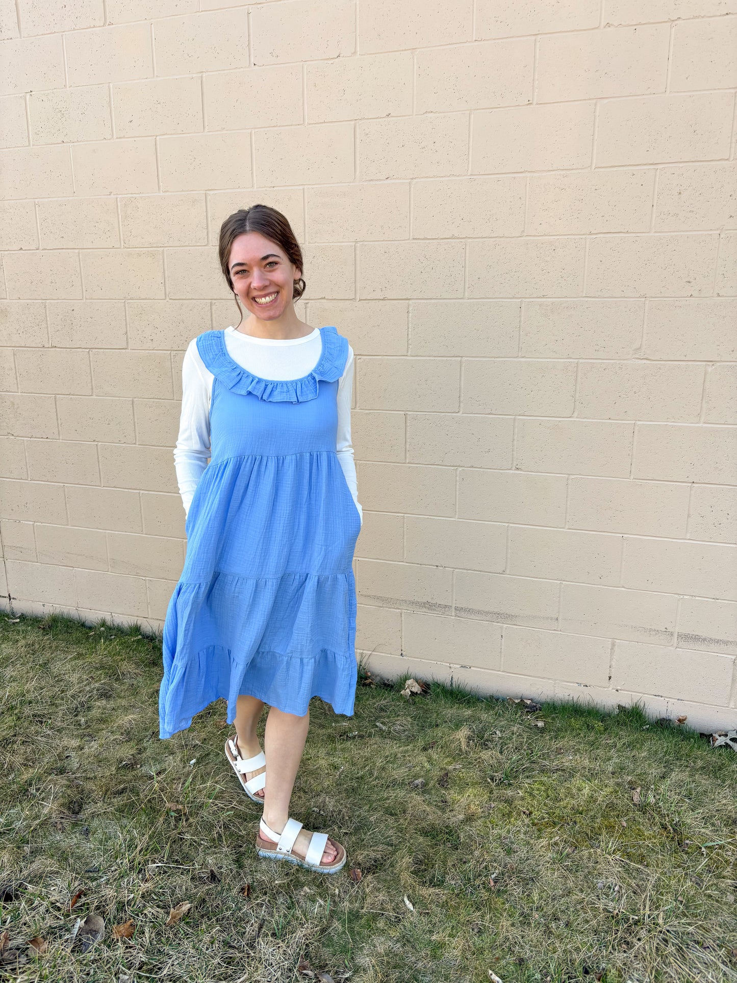 Blue Ruffle Jumper