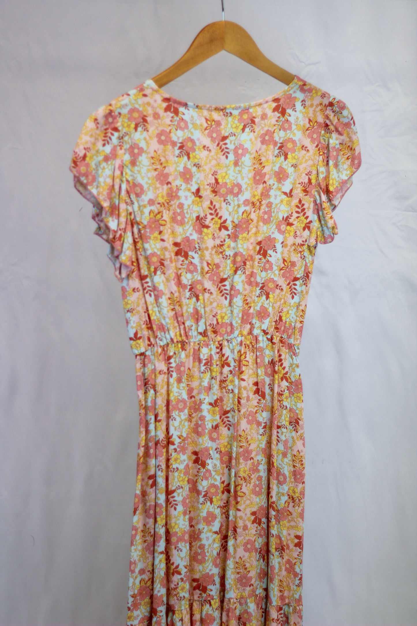 Peach Mint Floral Midi Dress