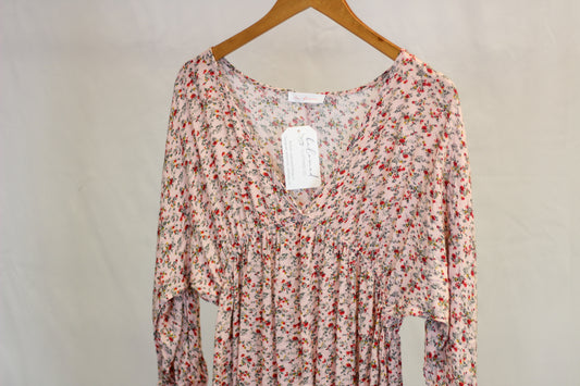 Deep V-Neck Floral Dress
