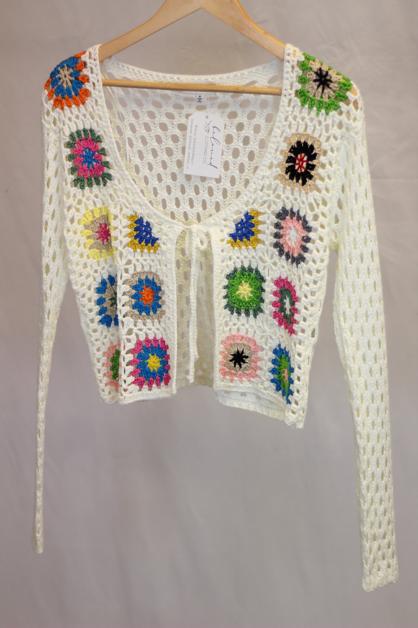 Front Tie Crochet Cardigan