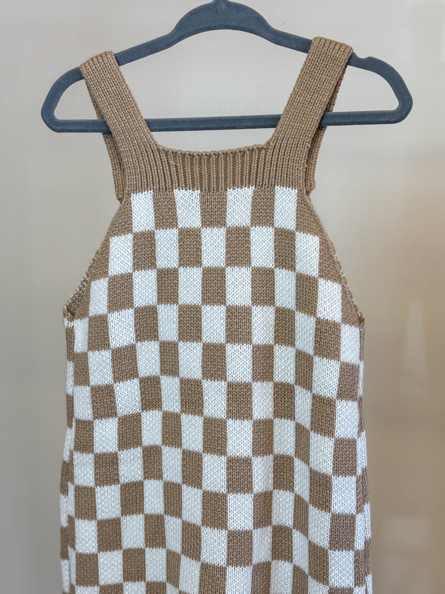Baby Checkered Knit Overalls