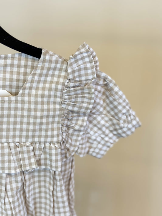 Cotton Checkered Ruffle Toddler Dress