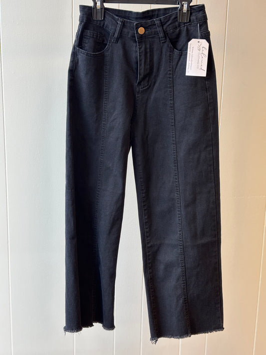 Black Cropped Denim Jeans