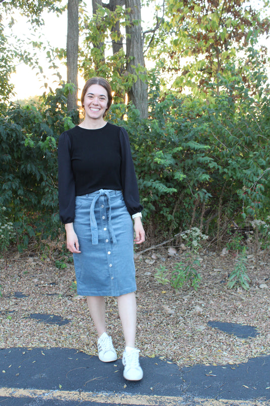 Corduroy Button Skirt