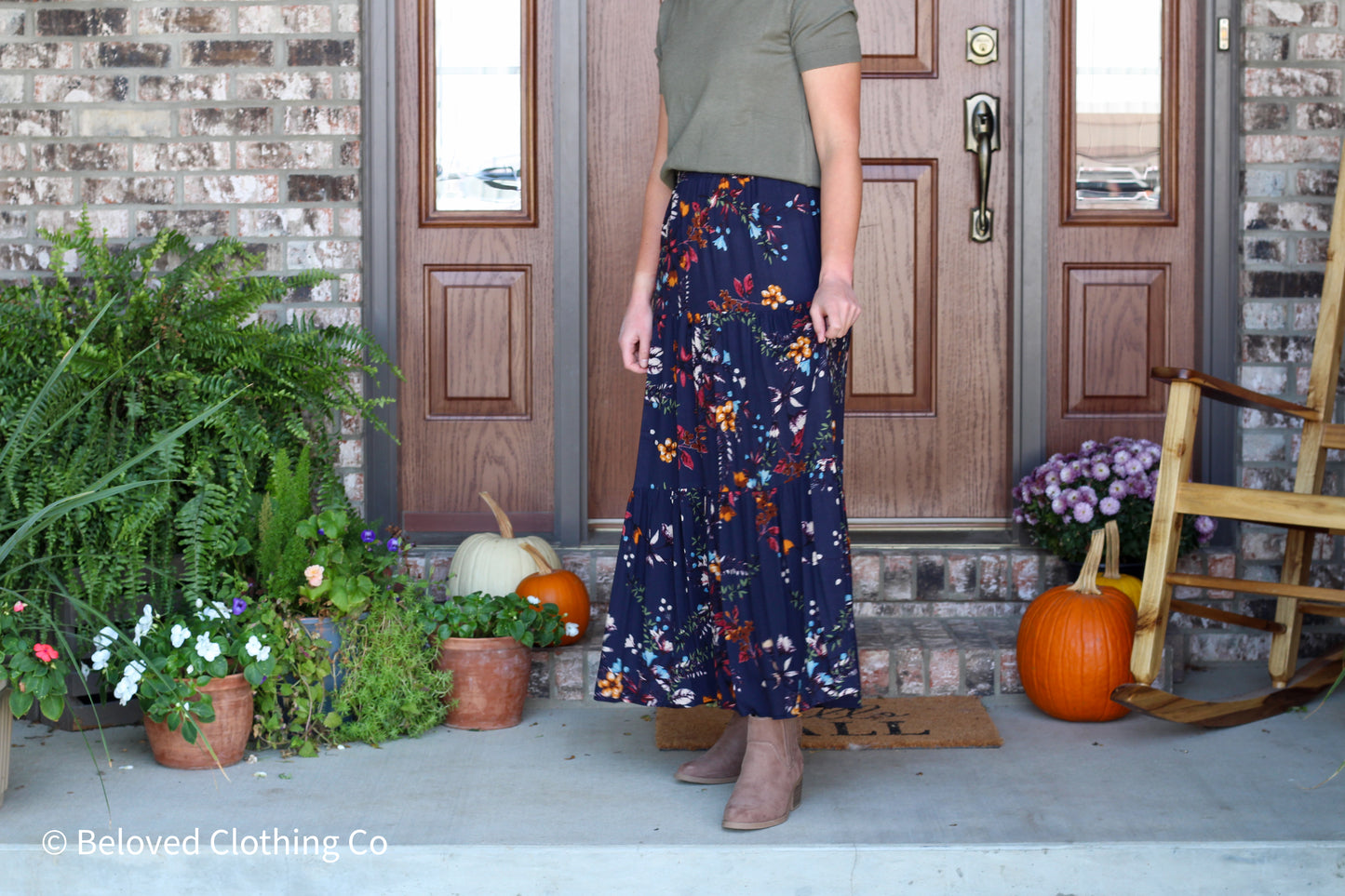 Tiered Floral Skirt