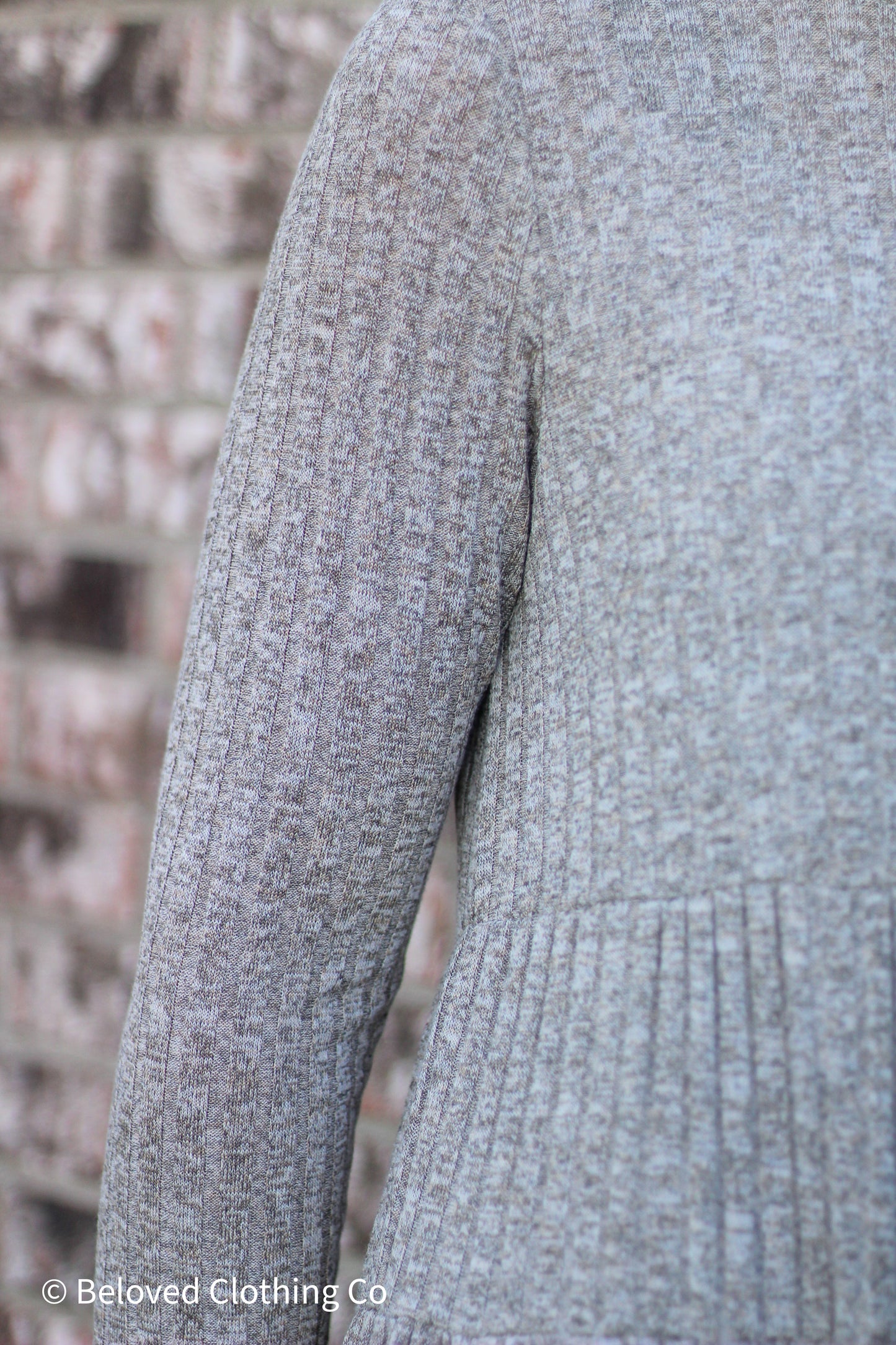 Ribbed Long Sleeve Sweater Tiered Midi Dress