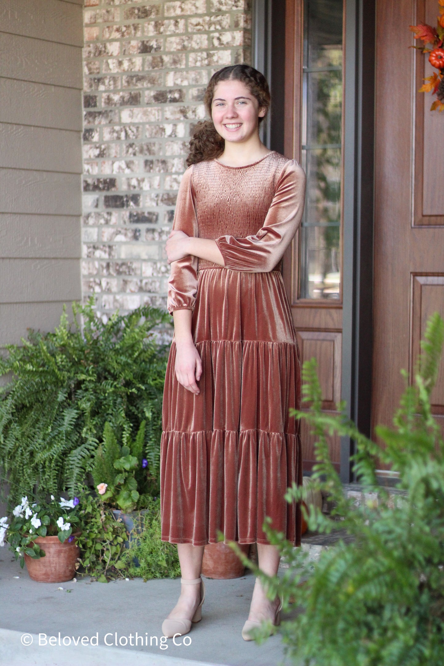 Velvet Smocked Maxi Dress