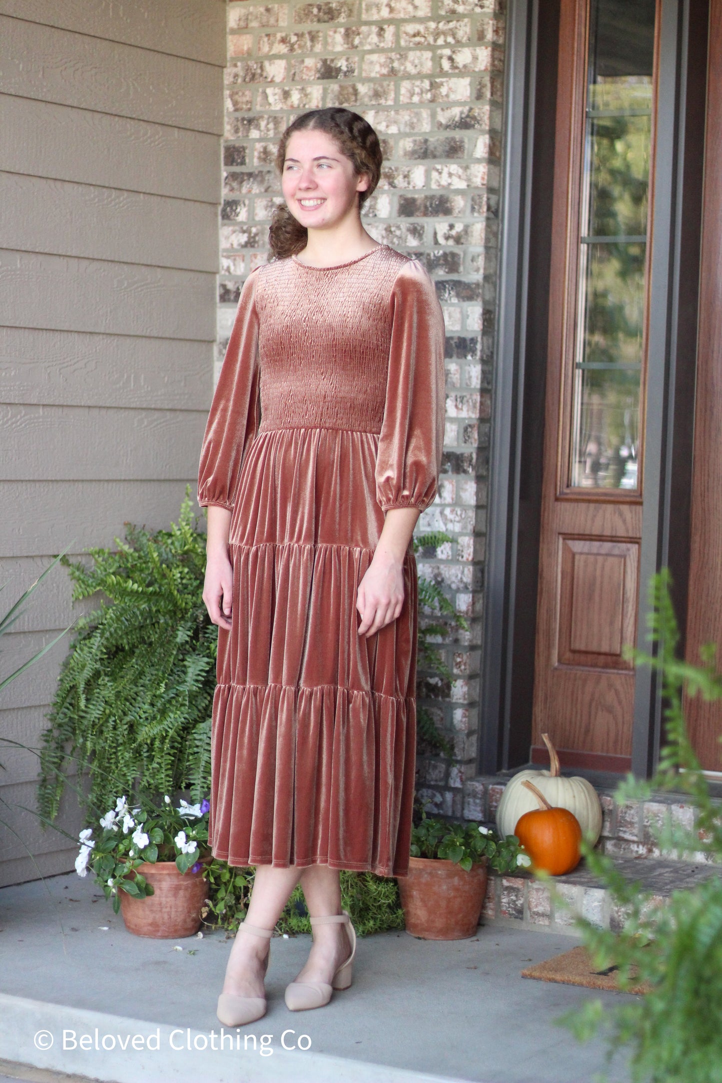 Velvet Smocked Maxi Dress