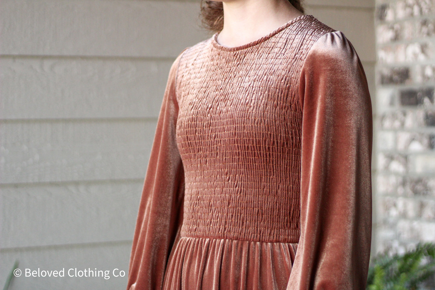 Velvet Smocked Maxi Dress