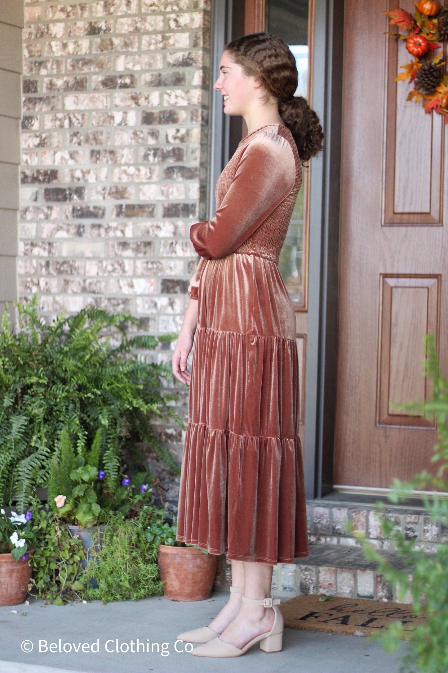 Velvet Smocked Maxi Dress