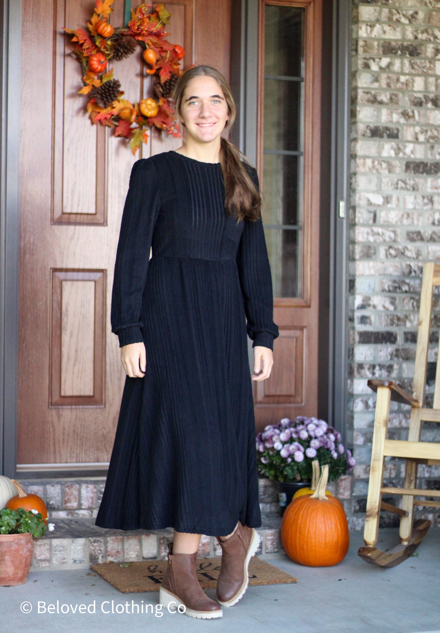Black Ribbed Sweater Maxi Dress