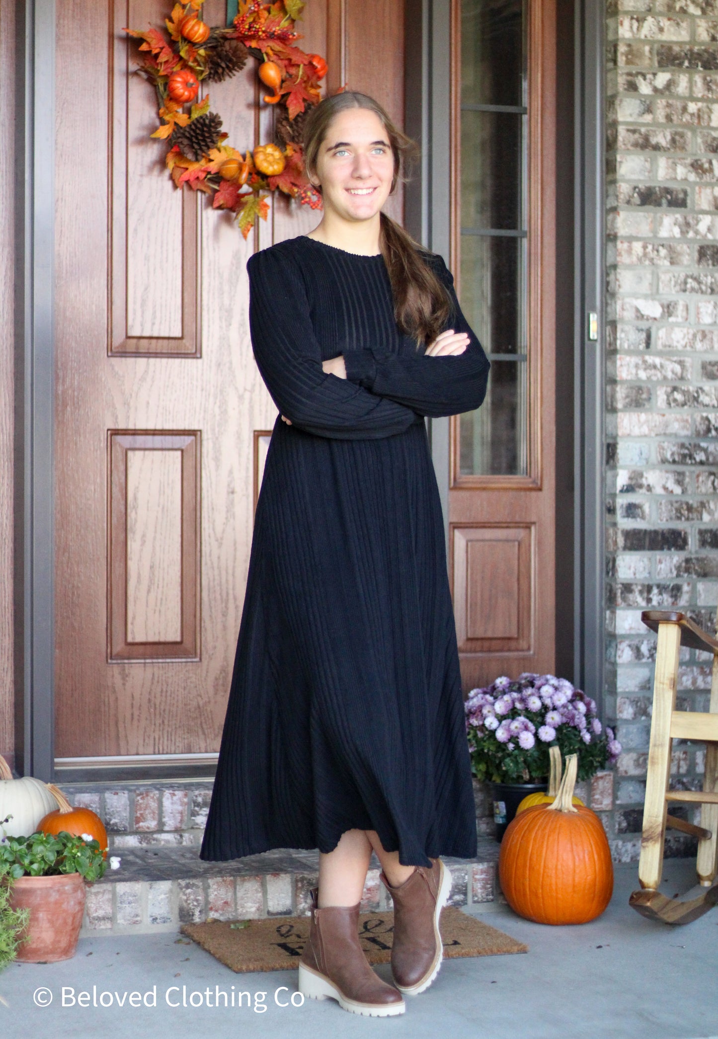 Black Ribbed Sweater Maxi Dress