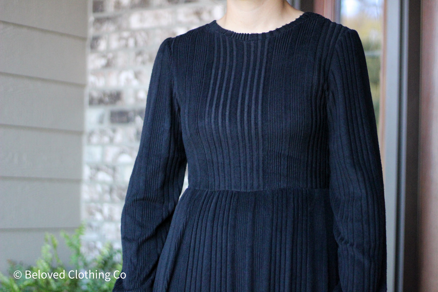 Black Ribbed Sweater Maxi Dress