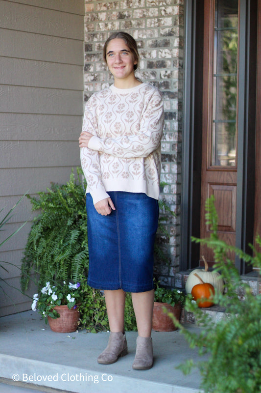 Flower Jacquard Sweater