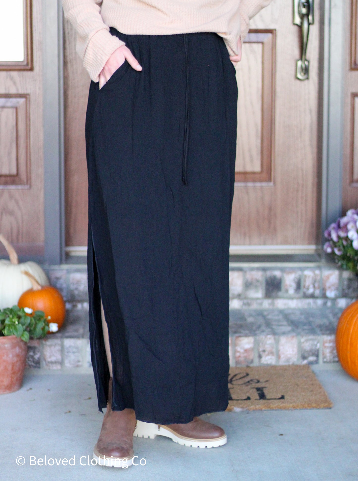 Black Side Slit Skirt