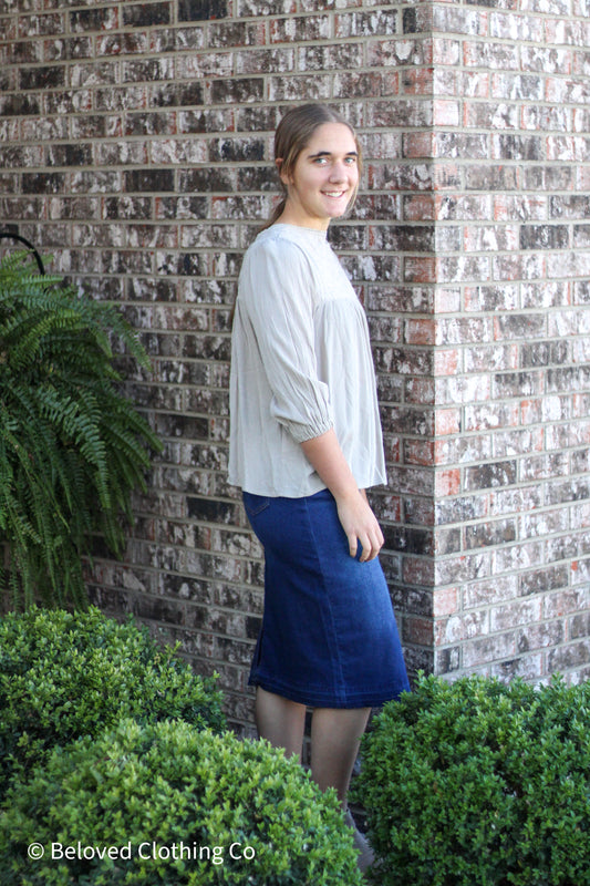 Taupe Floral Embroidered Top