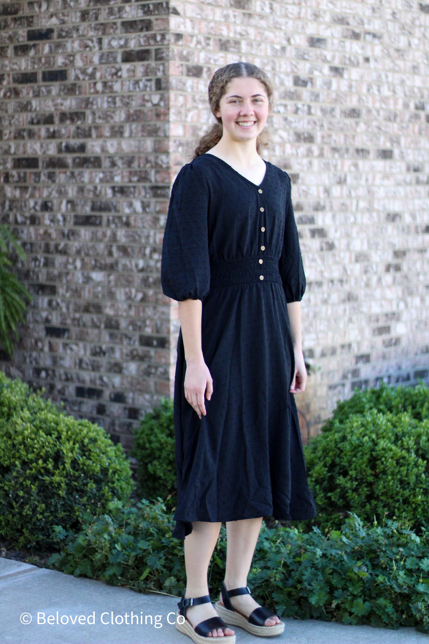 Swiss Dot Vintage Puff Midi Dress