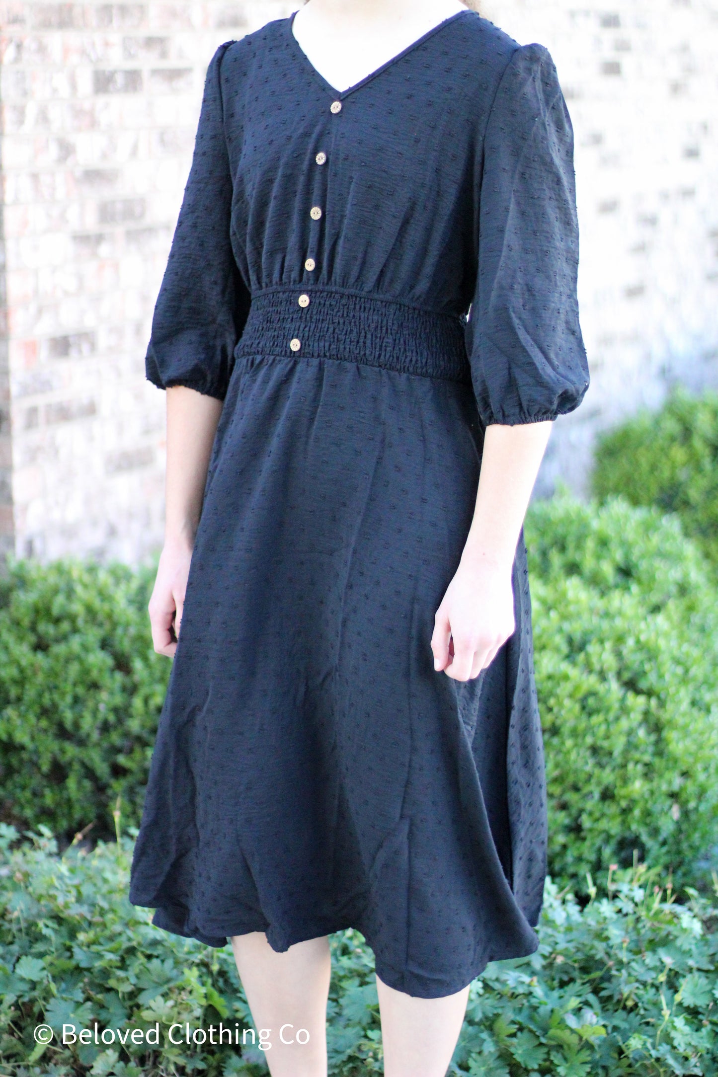 Swiss Dot Vintage Puff Midi Dress