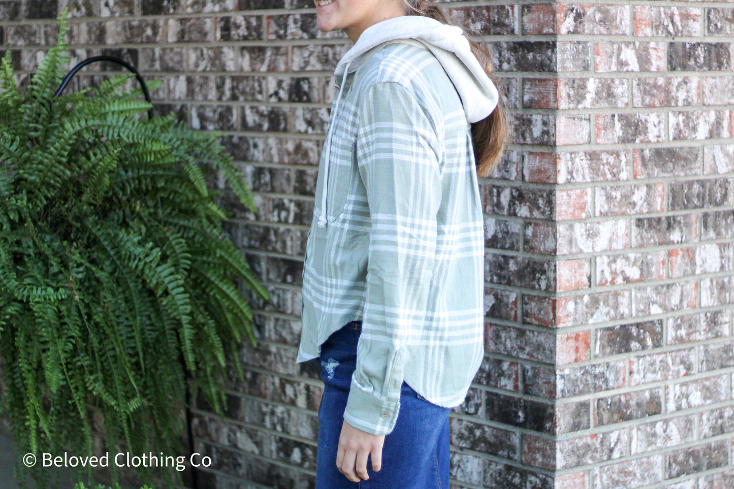 Olive Stone Hooded Flannel